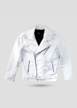 PREMIUM ALABASTER FAUX BIKER FUR JACKET