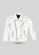 PREMIUM ALABASTER FAUX BIKER FUR JACKET - Image 2