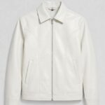 Off-White Vegan Leather Point-Collar Jacket