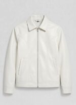Off-White Vegan Leather Point-Collar Jacket