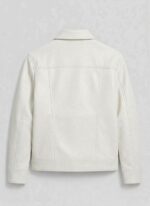 Off-White Vegan Leather Point-Collar Jacket - Image 3