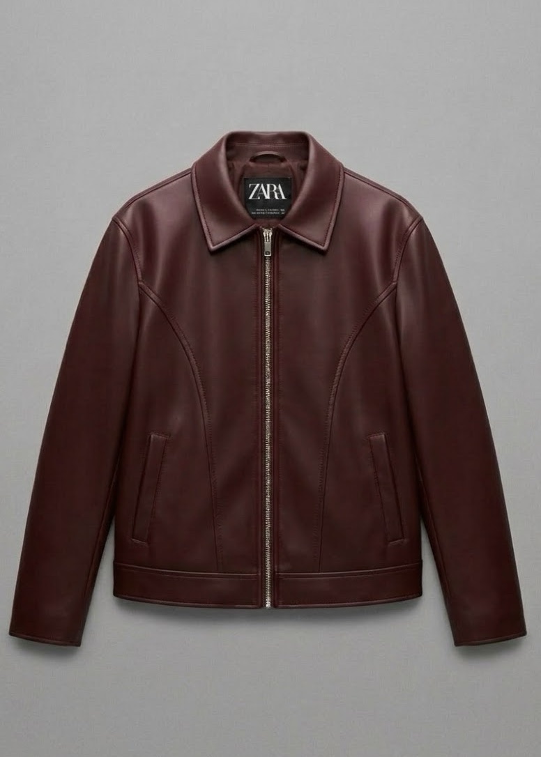 img_8844-2 Men’s Premium Burgundy Synthetic Leather Jacket with Panel Stitching - Image 1