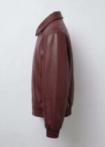 The Burgundy Cropped Synthetic Leather Jacket - Image 2