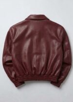 The Burgundy Cropped Synthetic Leather Jacket - Image 3