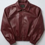 The Burgundy Cropped Synthetic Leather Jacket